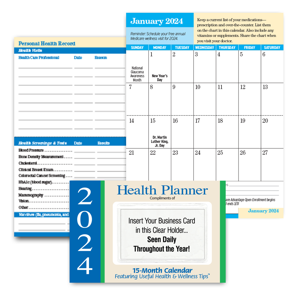2024 Senior Health Pocket Planner Calendar™ — 15-Month Edition