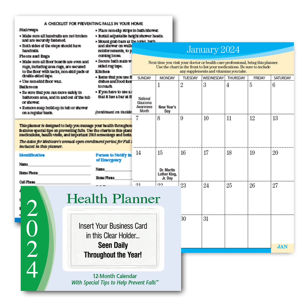 2024 Senior Health Pocket Planner Calendar™ — Fall Prevention Edition