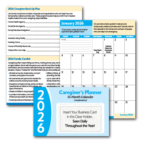 2026 Caregiver’s Pocket Planner Calendars™ with FREE Business Card Holders!