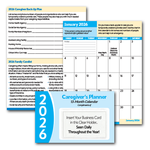 2026 Caregiver’s Pocket Planner Calendars™ with FREE Business Card Holders!