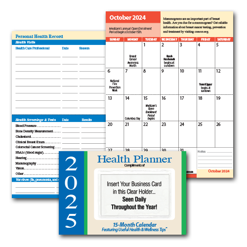 2025 Senior Health Pocket Planner Calendar™ — 15-Month Edition with FREE Business Card Holders!