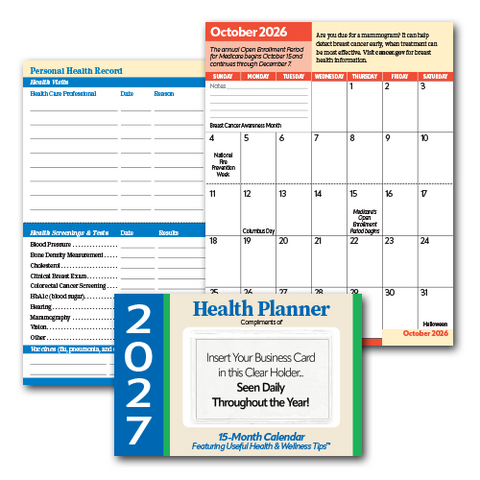 2027 Senior Health Pocket Planner Calendars™ — with FREE Business Card Holders!
