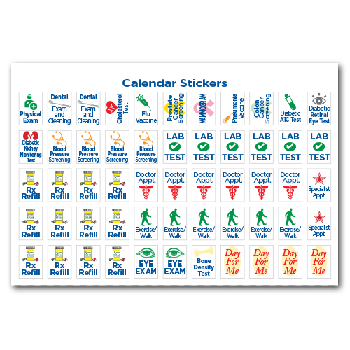 Senior Calendar Wellness Stickers – Senior Health Calendars
